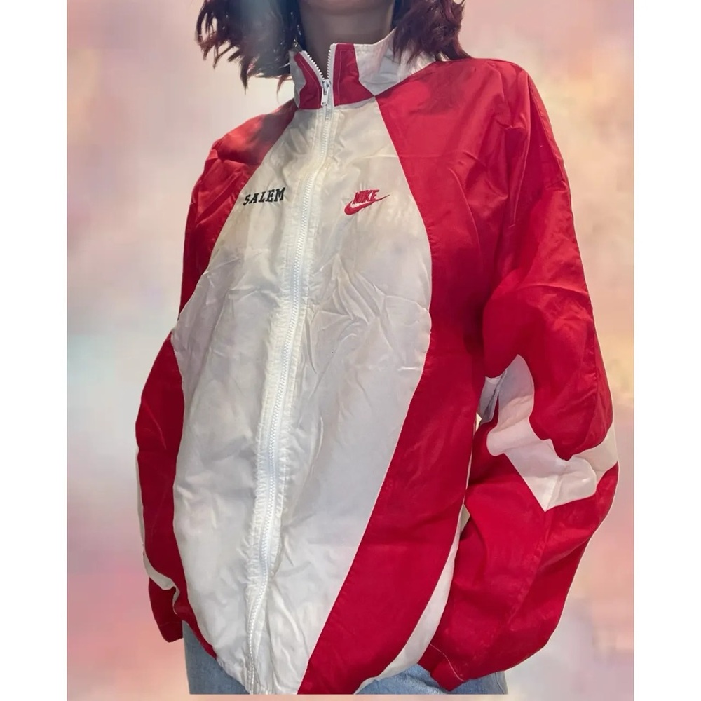 Vintage Nike Red & White Track Jacket - Rare Salem Edition